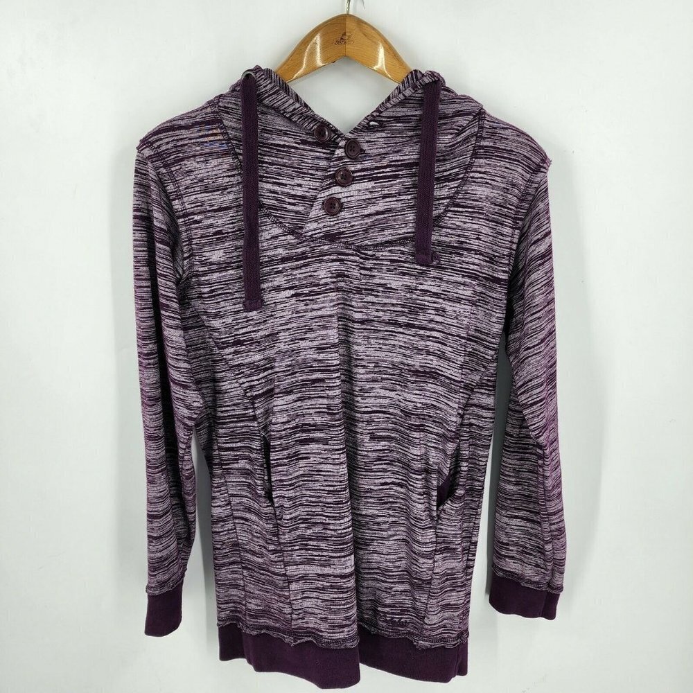 Cabela's Women's Purple Space Dye 4 Button Hooded Pullover Sweatshirt Size Small